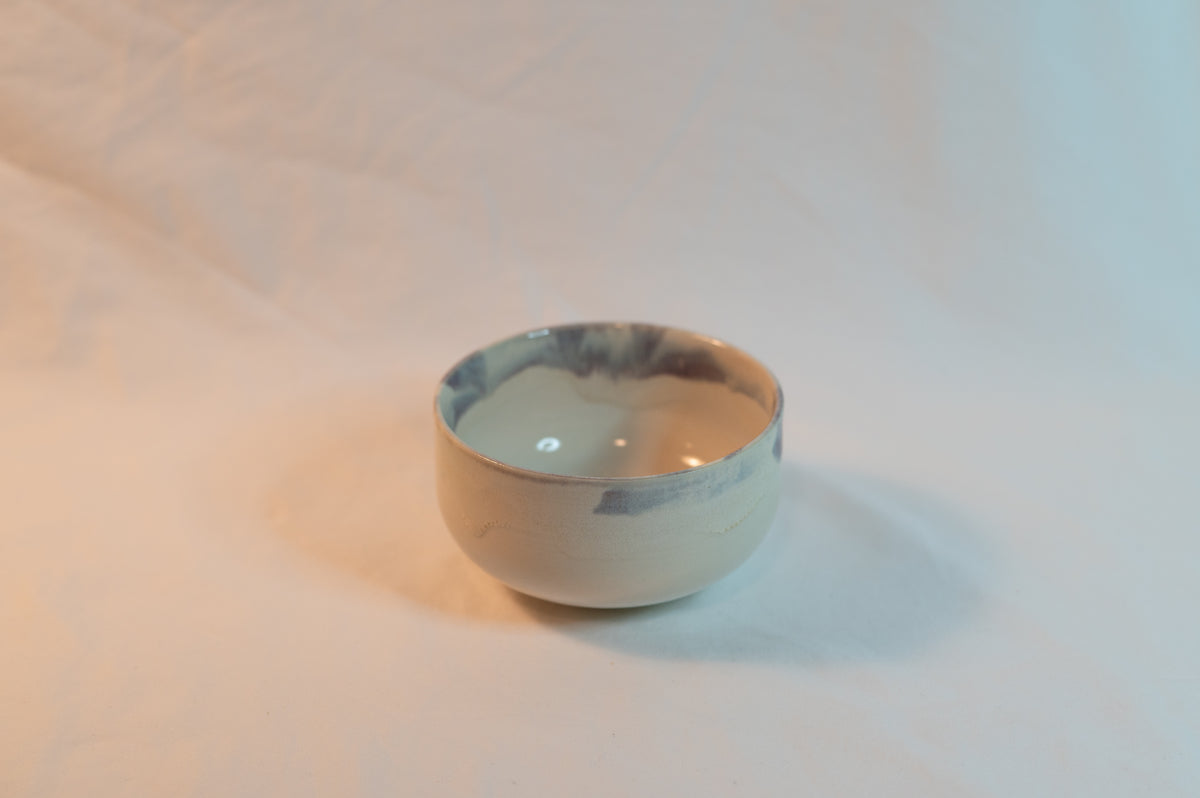 white purple porcelain bowl
