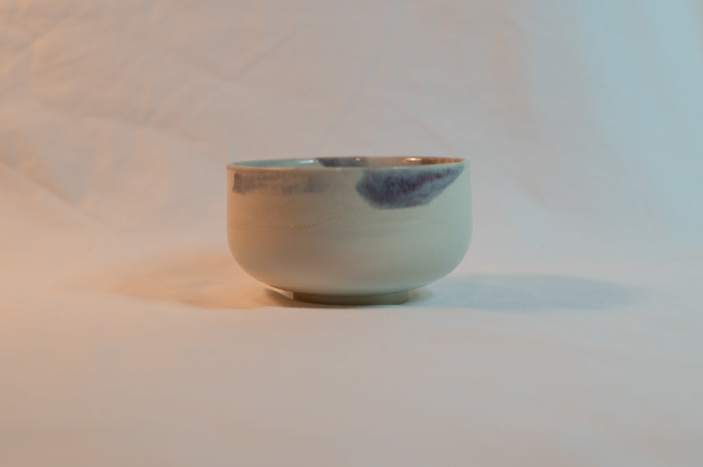 white purple porcelain bowl